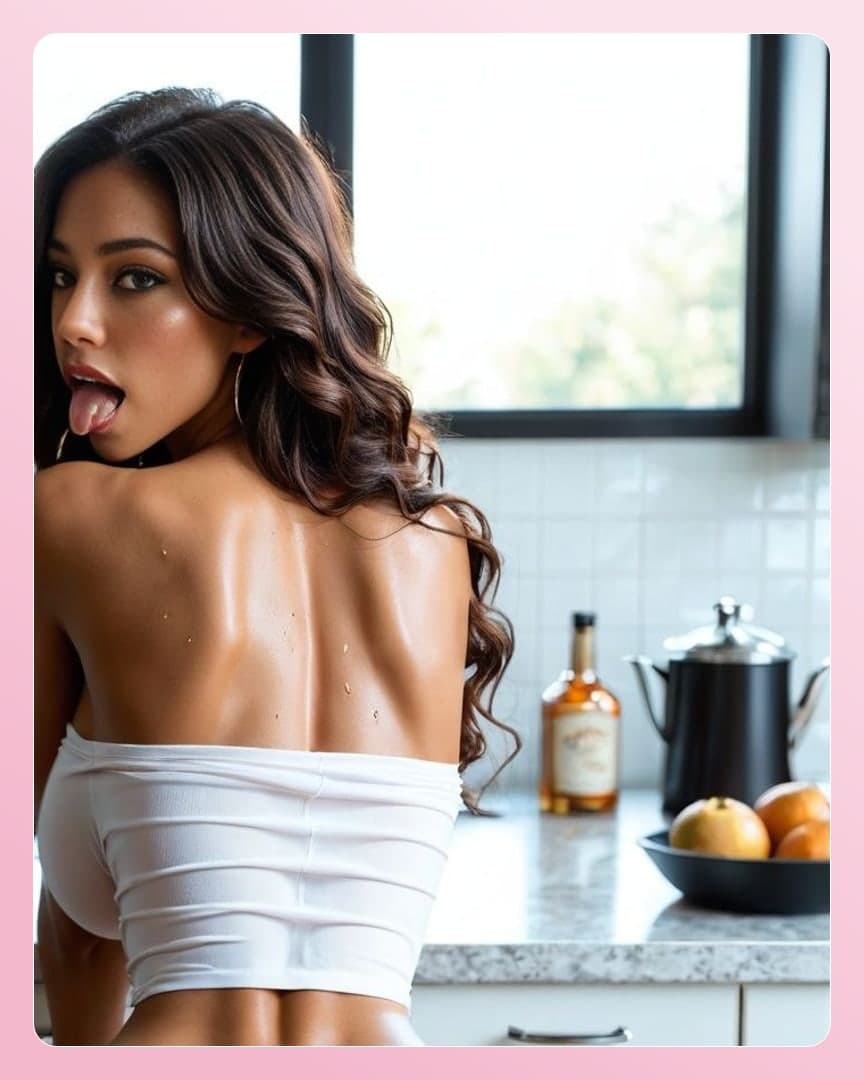 Kitchen selfie tube top down