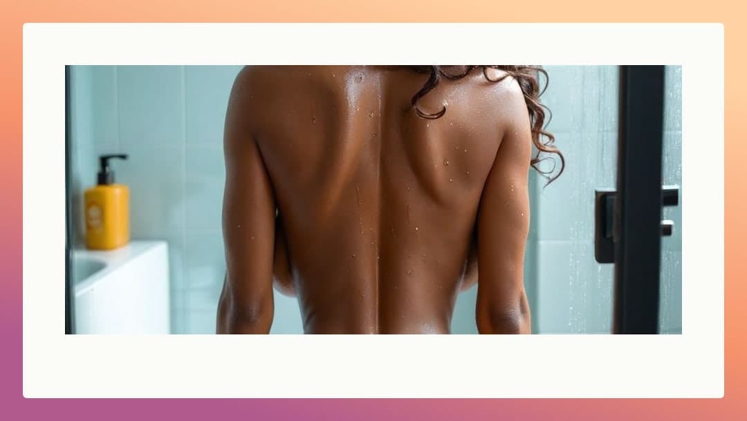 Curly hair shower from behind