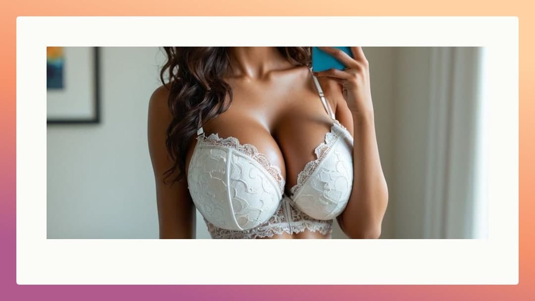 Long wavy hair lace bra selfie
