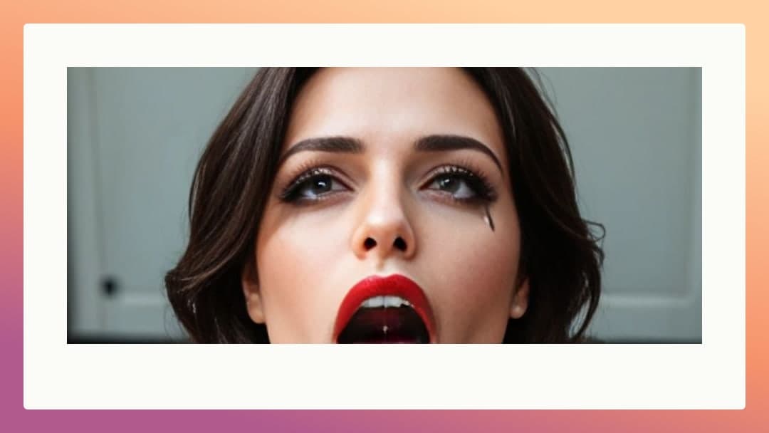 Curvy close-up face with tongue out