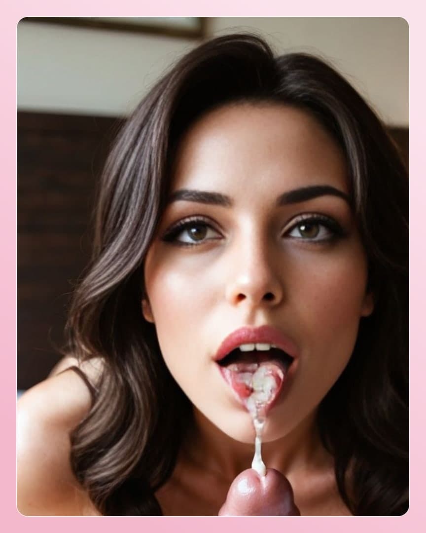 Brunette blowjob close up