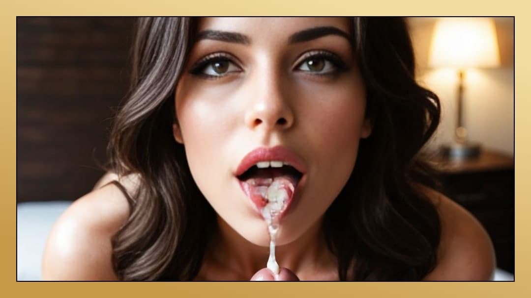 College cum on tongue close-up