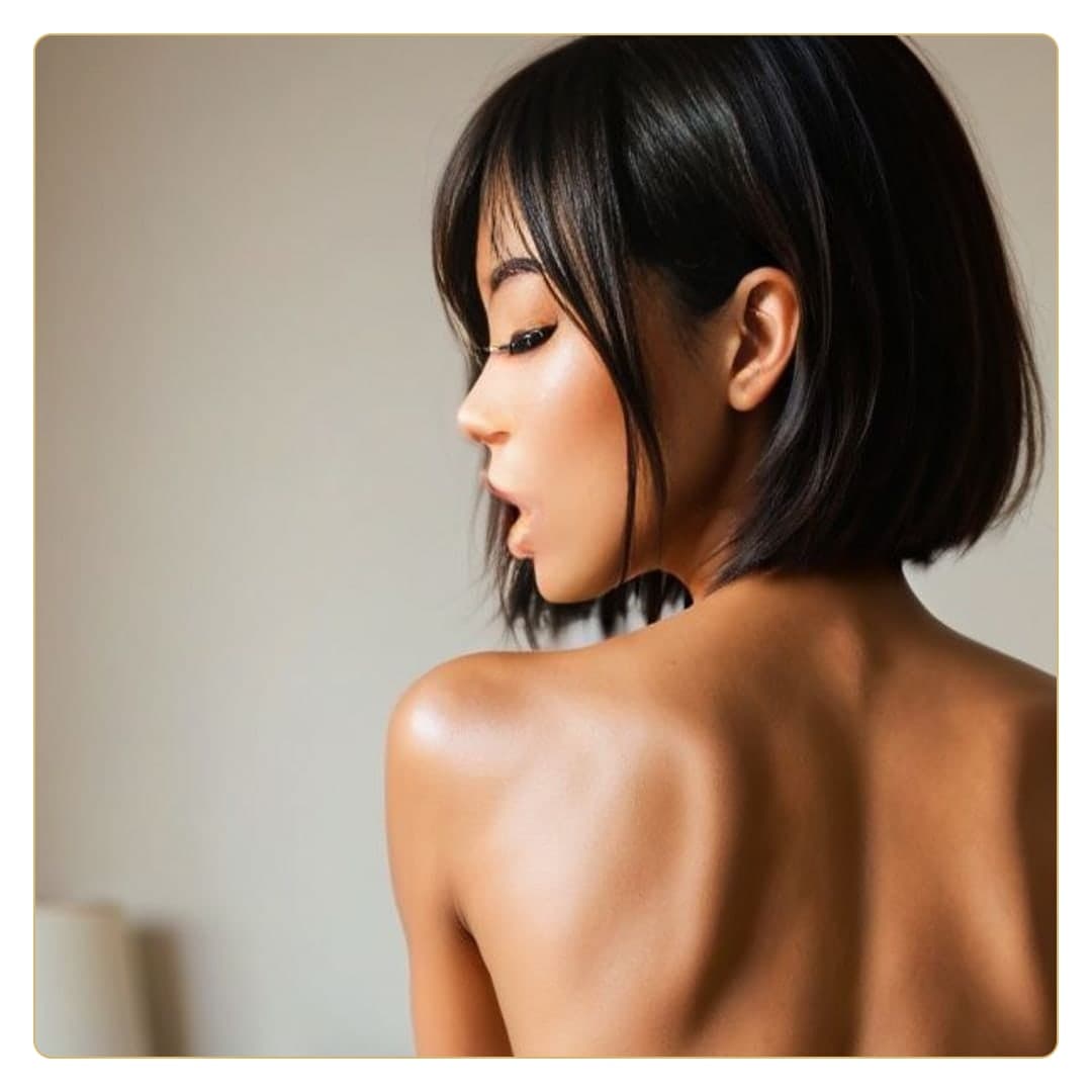 Short raven bob over shoulder