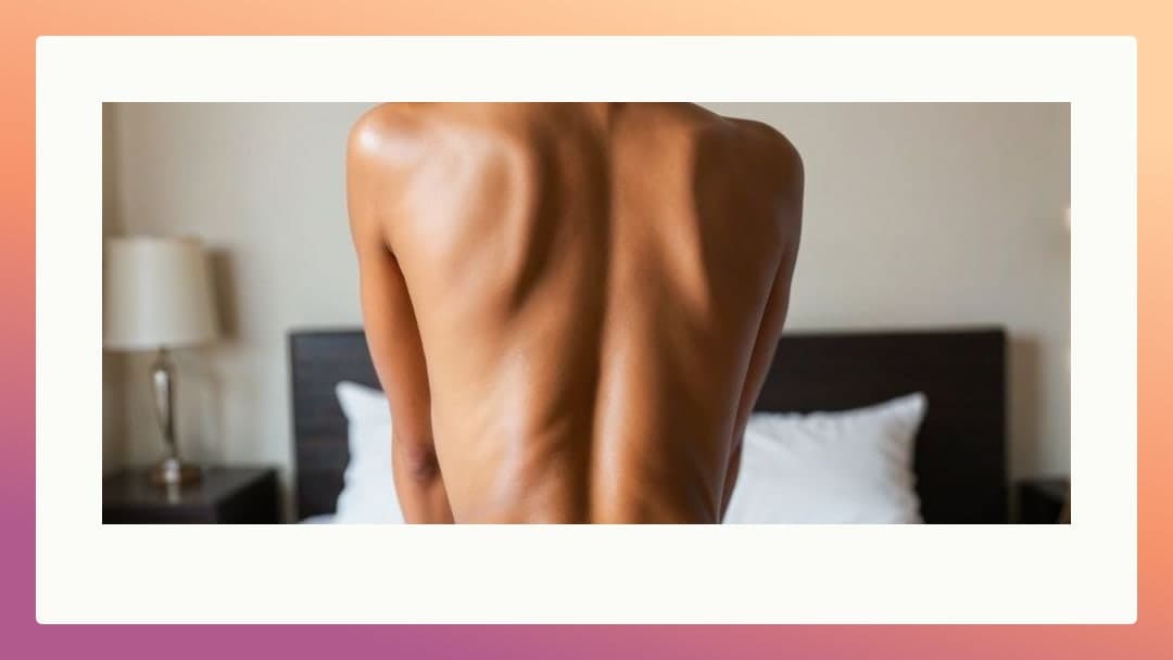 Oiled back view in bedroom