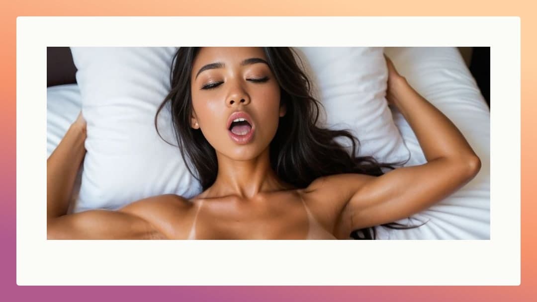 Raven hair topless in bed