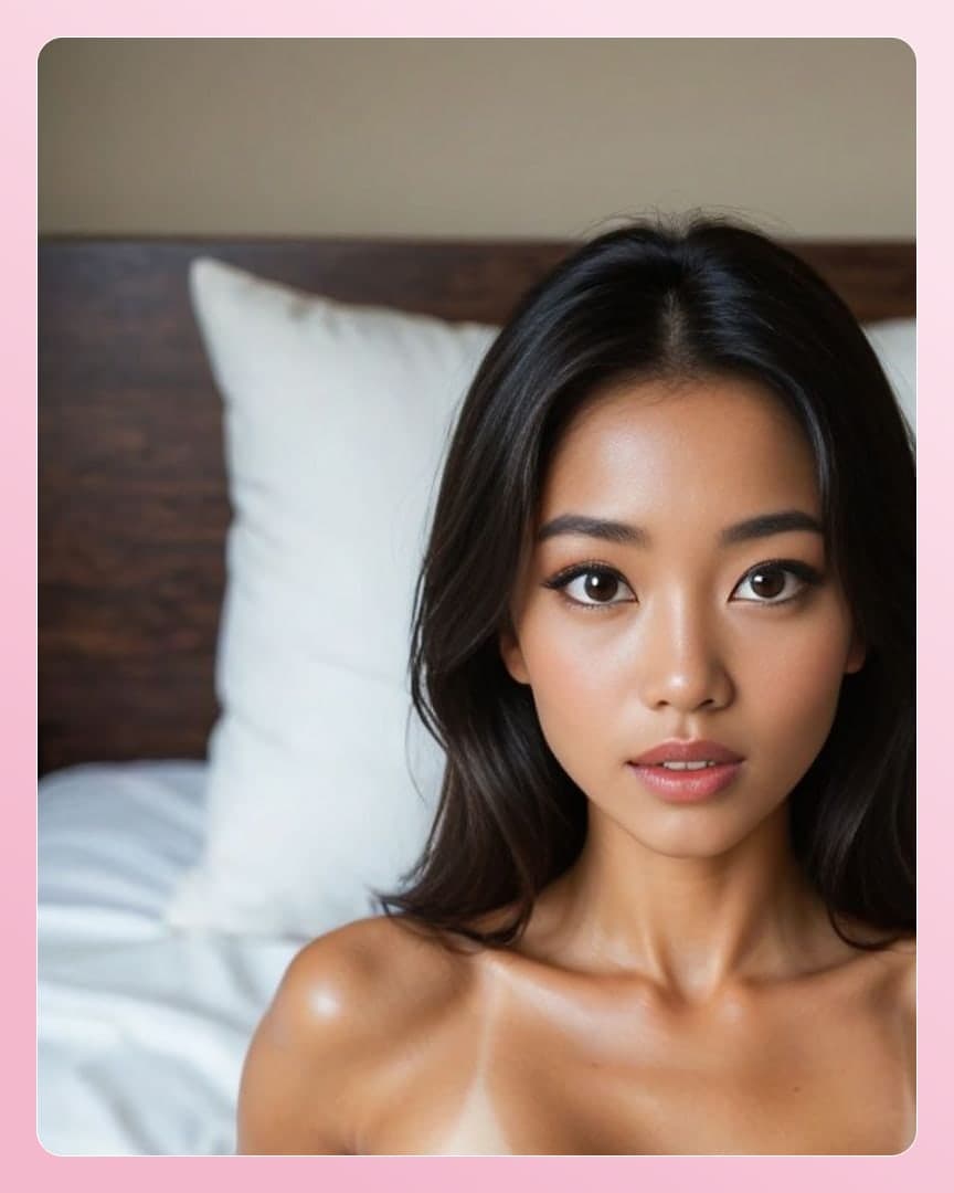 Topless selfie in bed