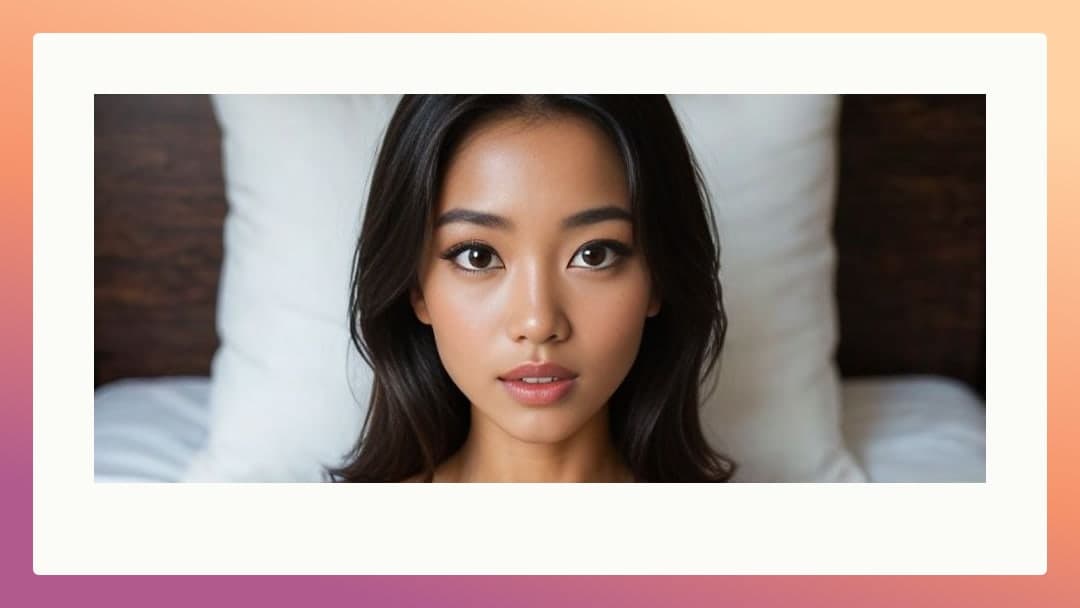 Close-up portrait on white pillows