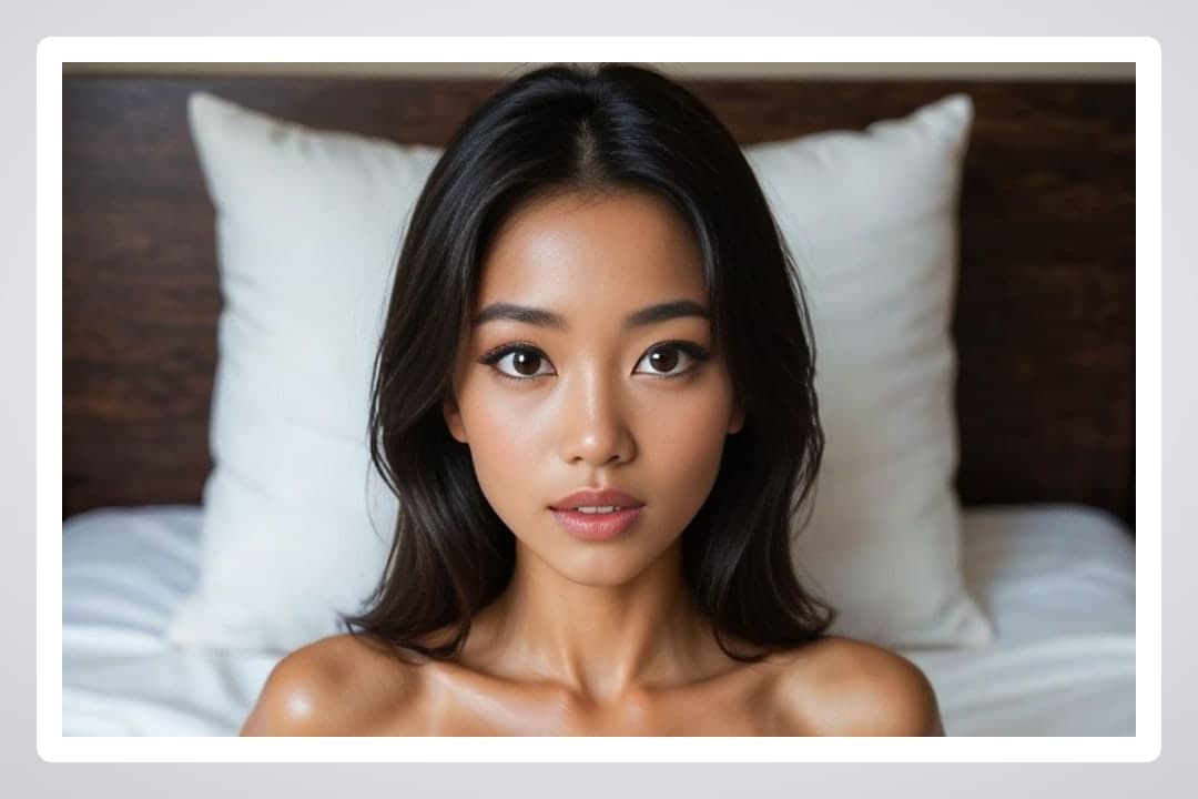 Athletic Asian cleavage in bed