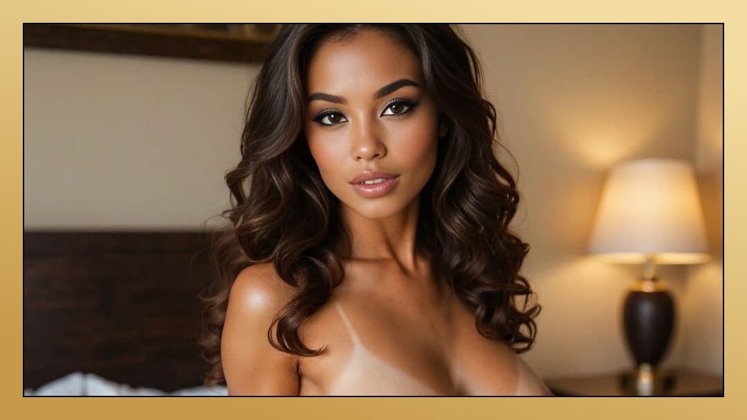 Wavy brunette bedroom close-up