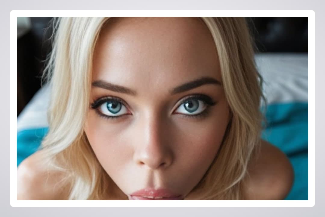 Young adult topless POV close-up