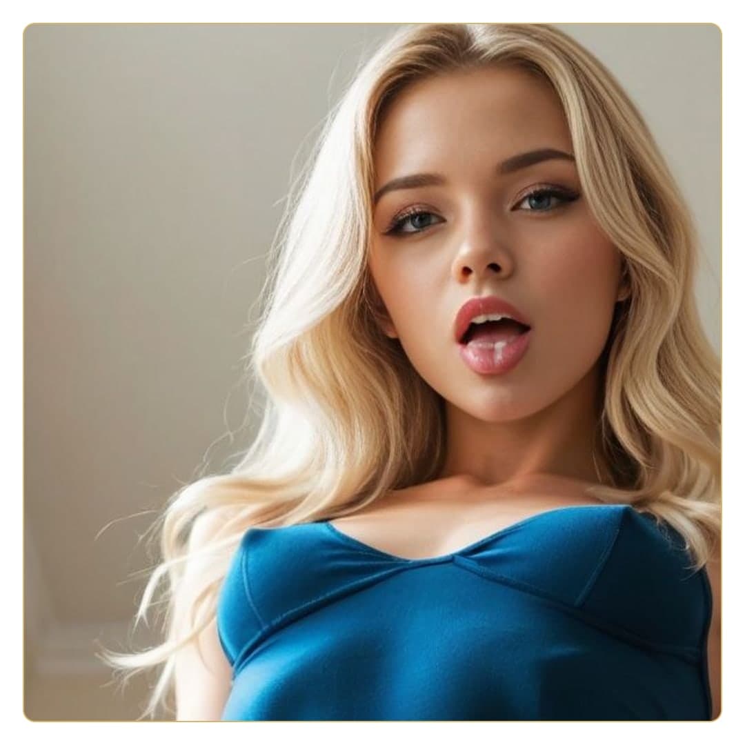 Blonde tongue out close-up selfie