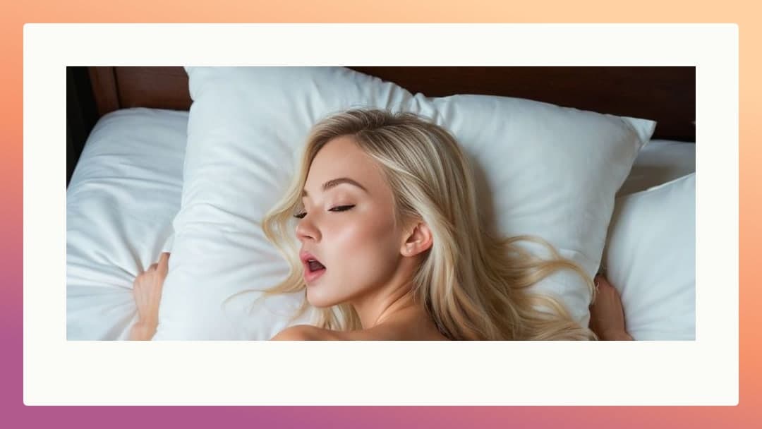 College blonde moans on white pillows
