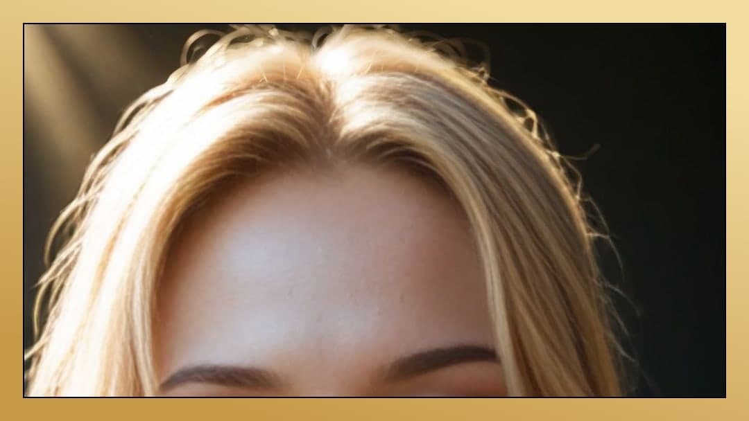 Wet blonde hair sunlight close-up