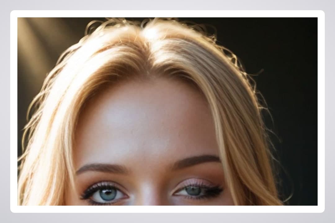 Blue eyed blonde close-up gaze