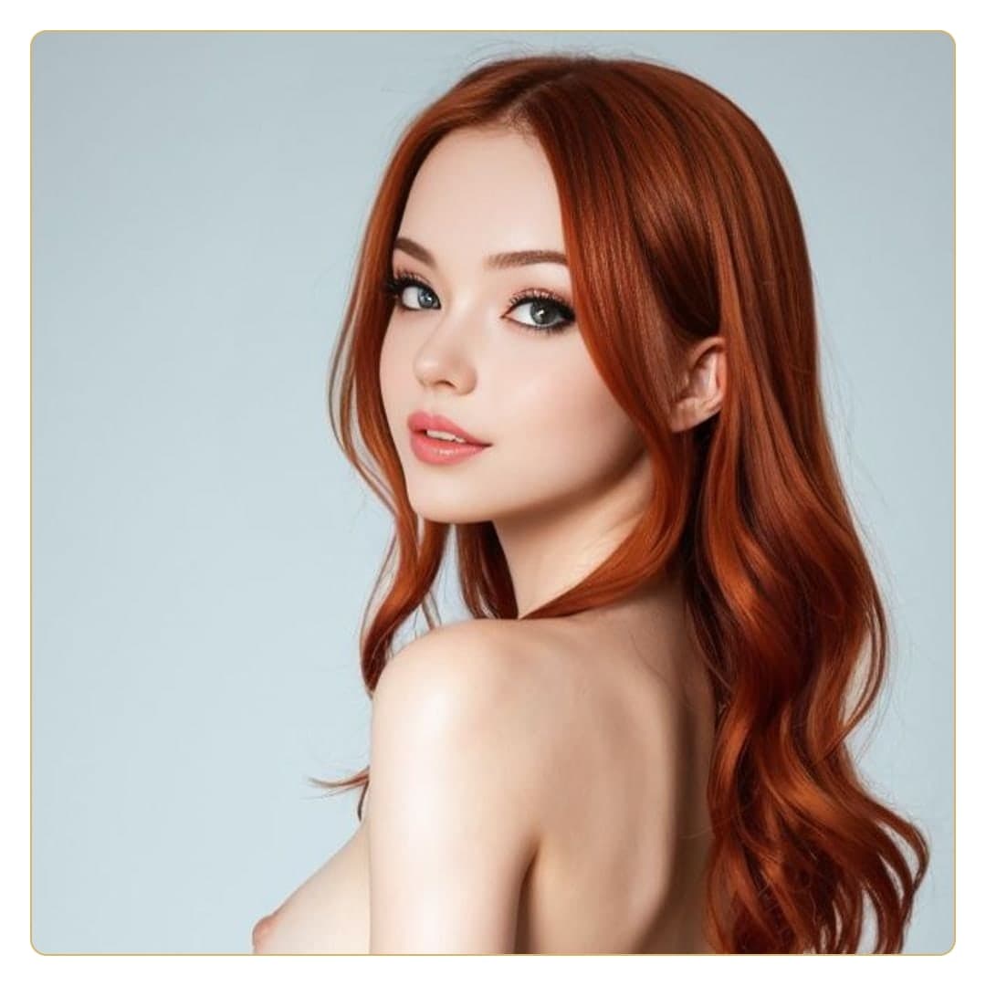 Nude redhead studio close-up