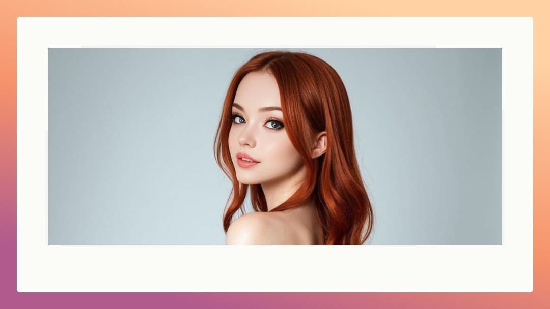 Young adult redhead topless studio look