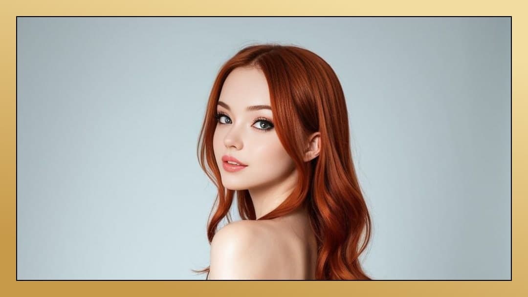 Topless studio portrait over shoulder
