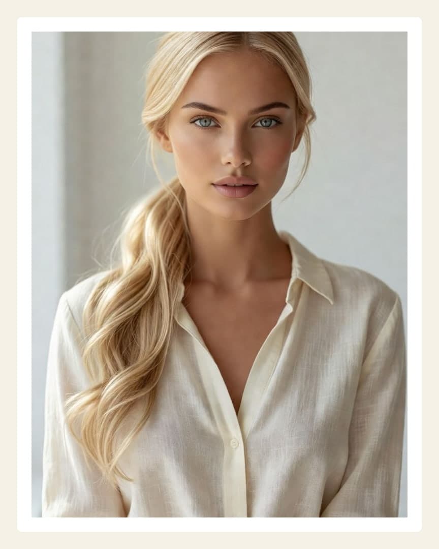 Blonde collarbones in open shirt