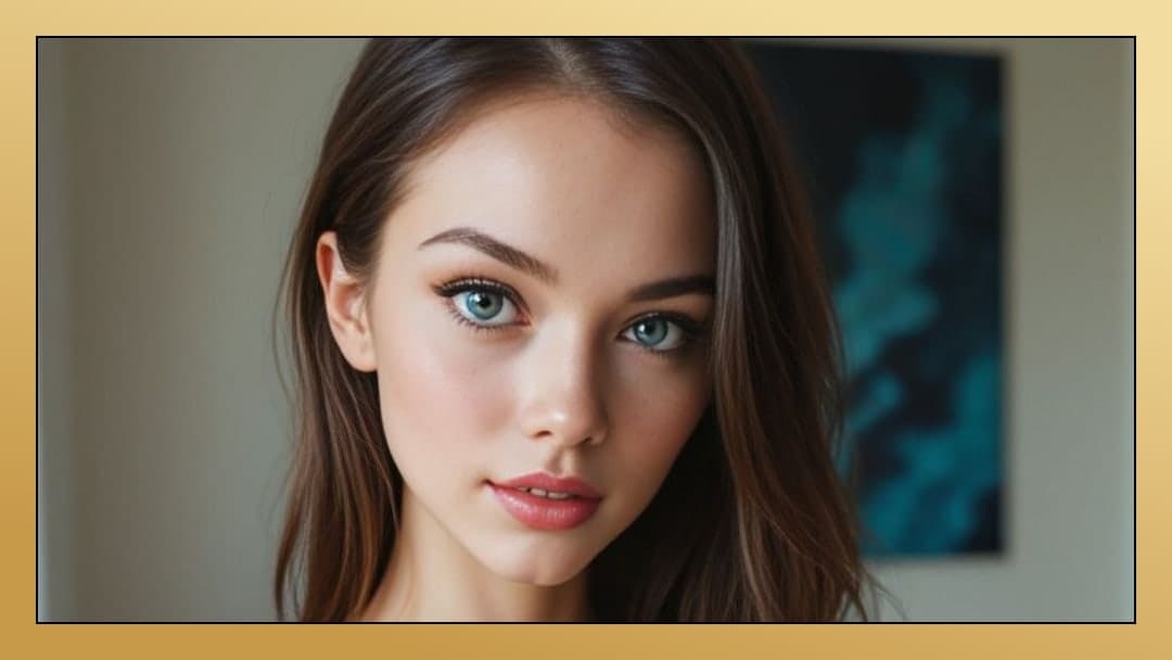 Blue eyed brunette close-up portrait