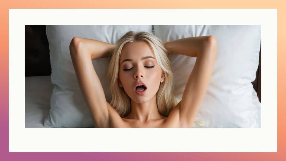 Topless overhead view on white pillows