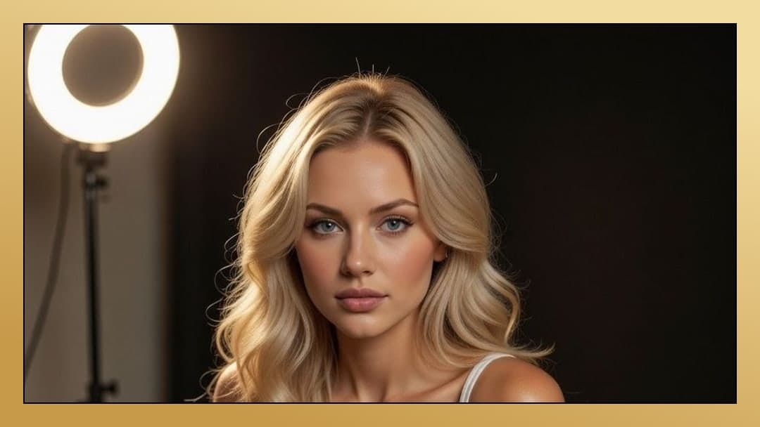Blonde close-up ring light portrait