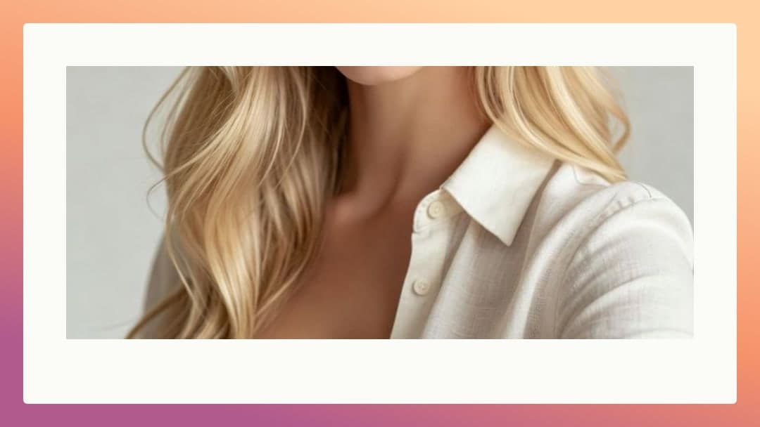 Blonde wavy hair selfie in linen