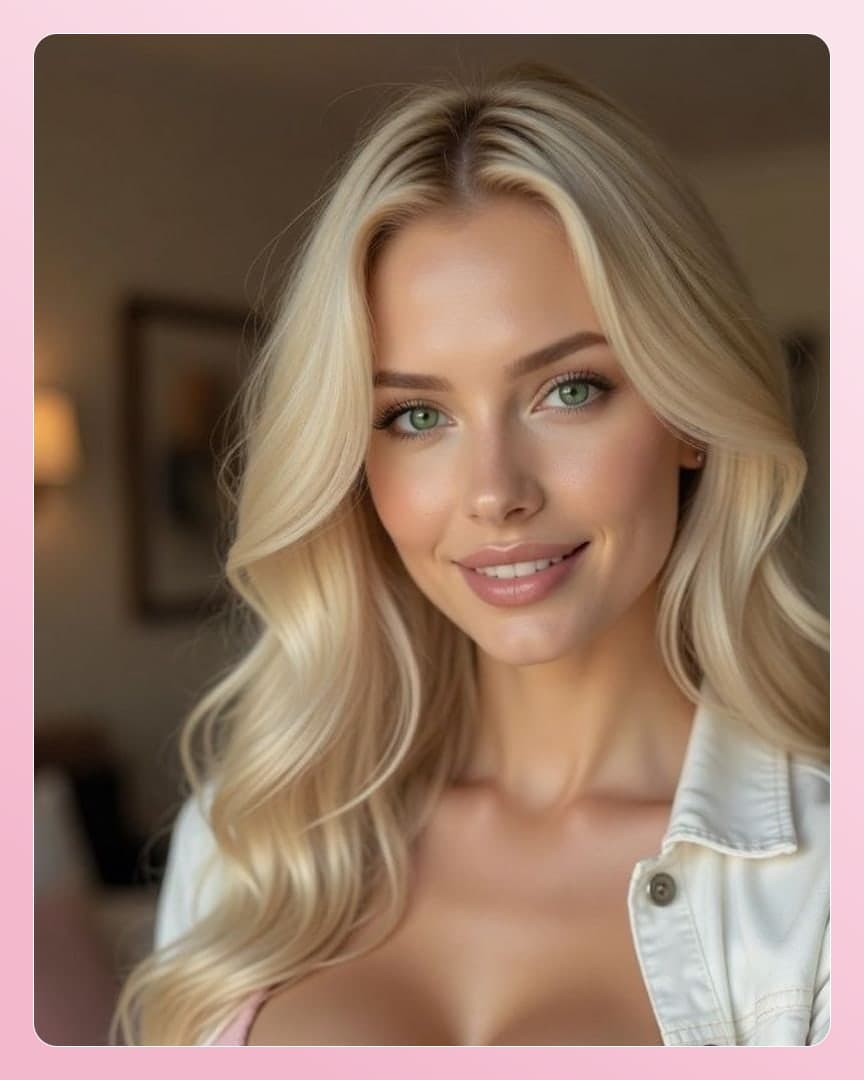 Young adult blonde cleavage portrait