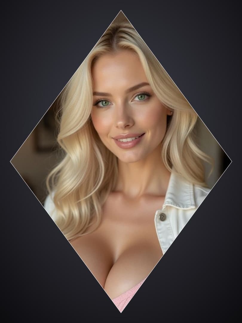 Blonde in open denim jacket