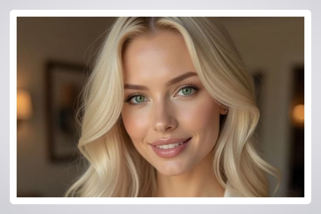 Blonde cleavage white top portrait
