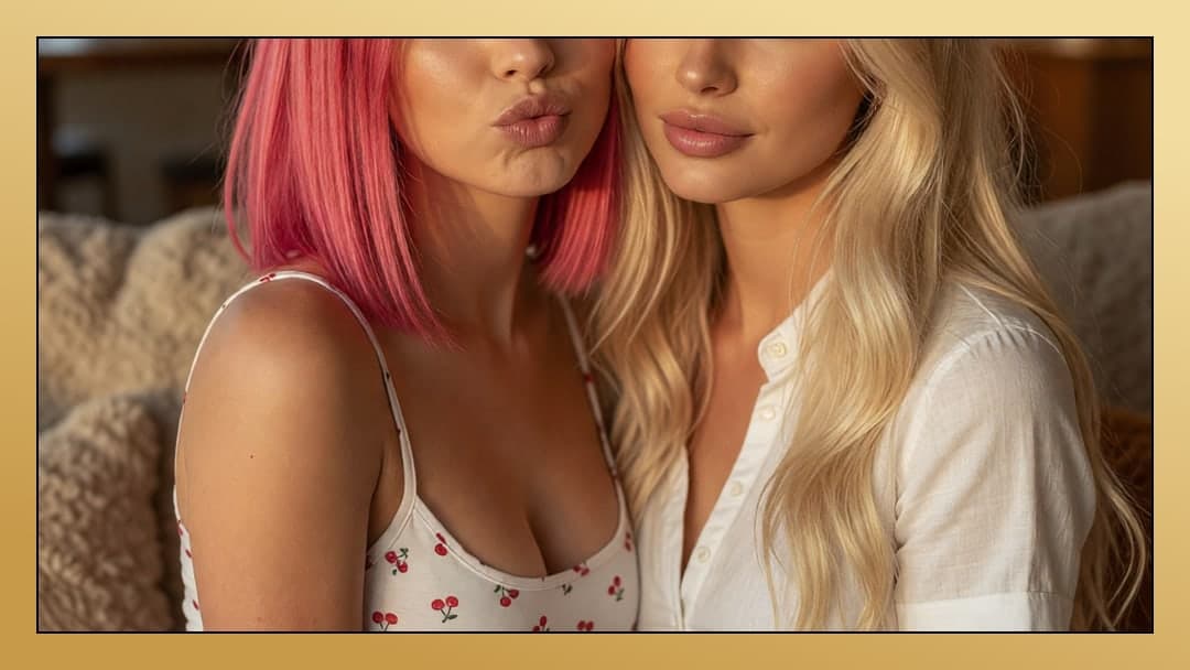Blonde and pink hair selfie