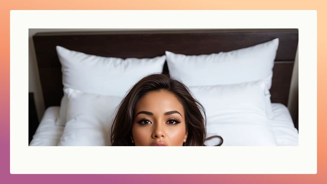 Brunette eyes up close in bed
