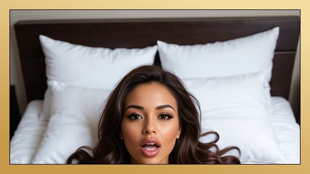 Topless brunette POV in bed