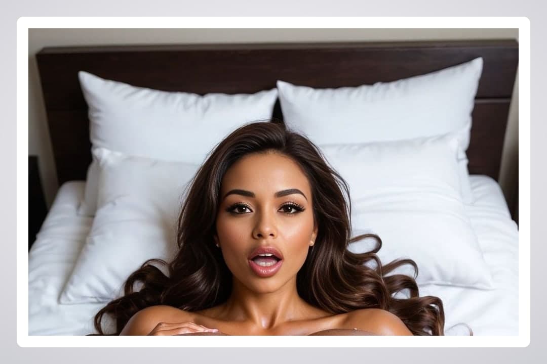 Curvy Latina topless in bed