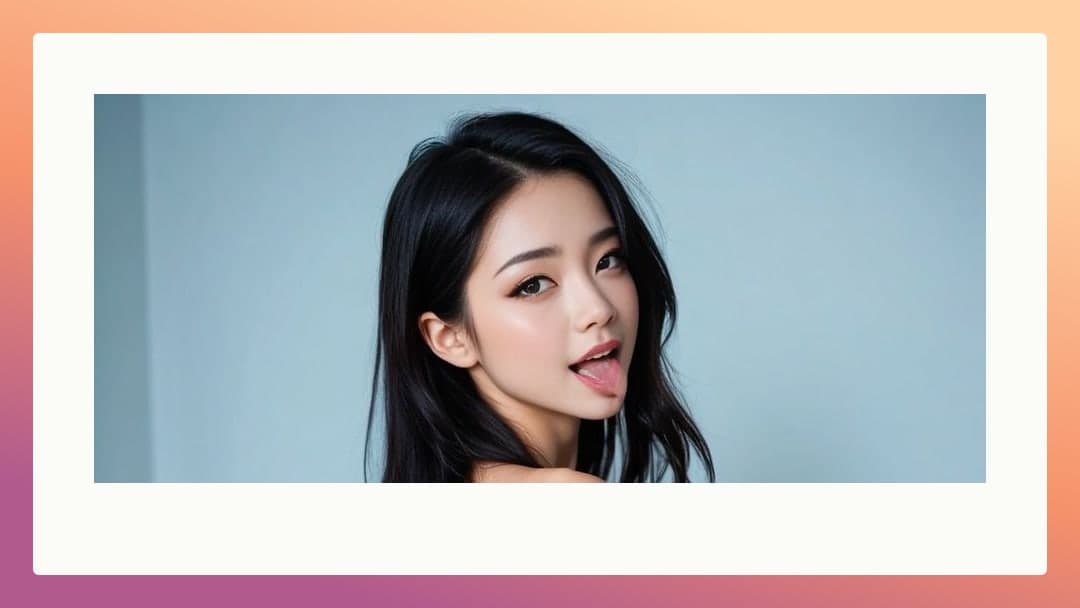 Raven hair tongue out selfie