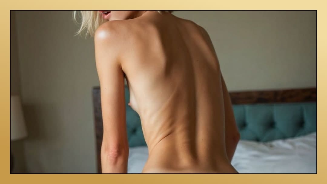 From behind on bedroom bed