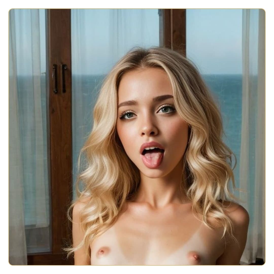 Close-up topless selfie by window