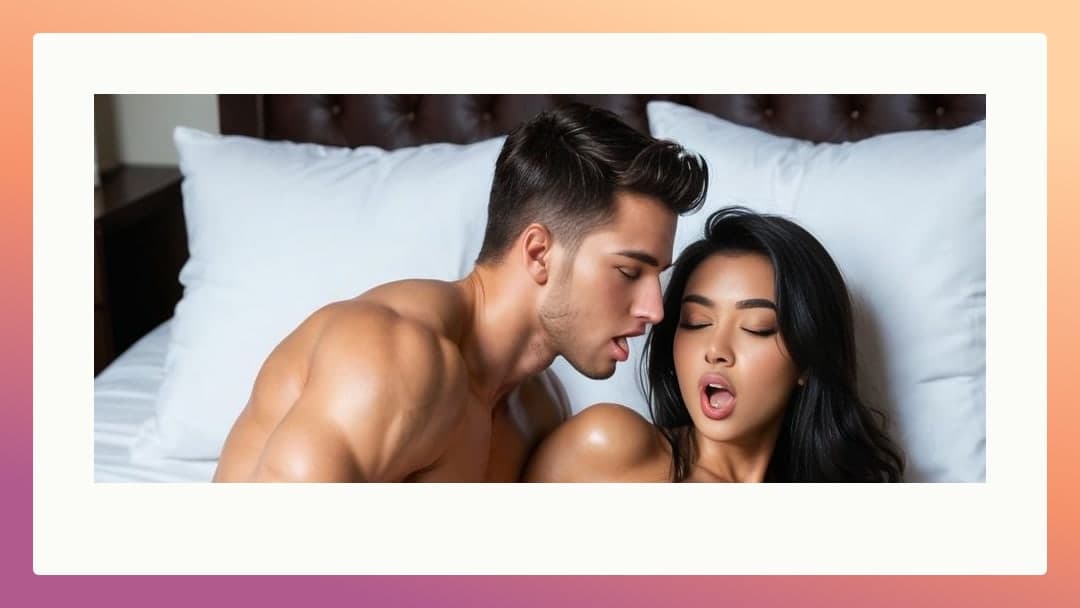Man leans over moaning asian