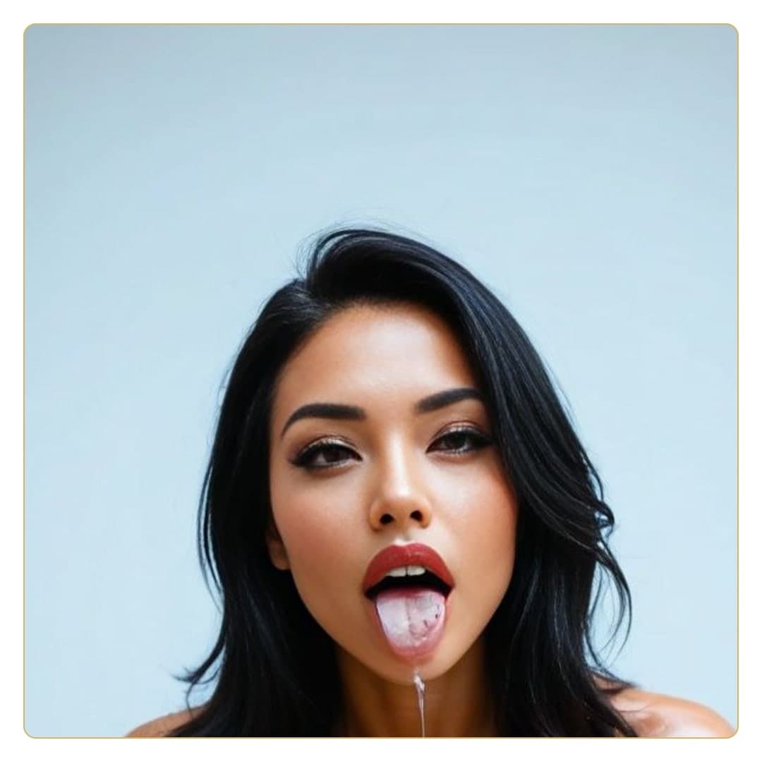 Close-up cum on tongue