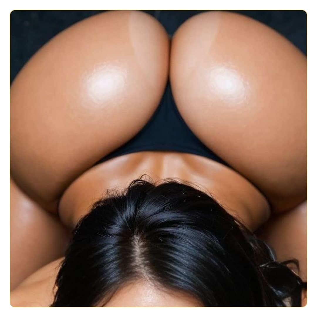 Oiled ass thong top down