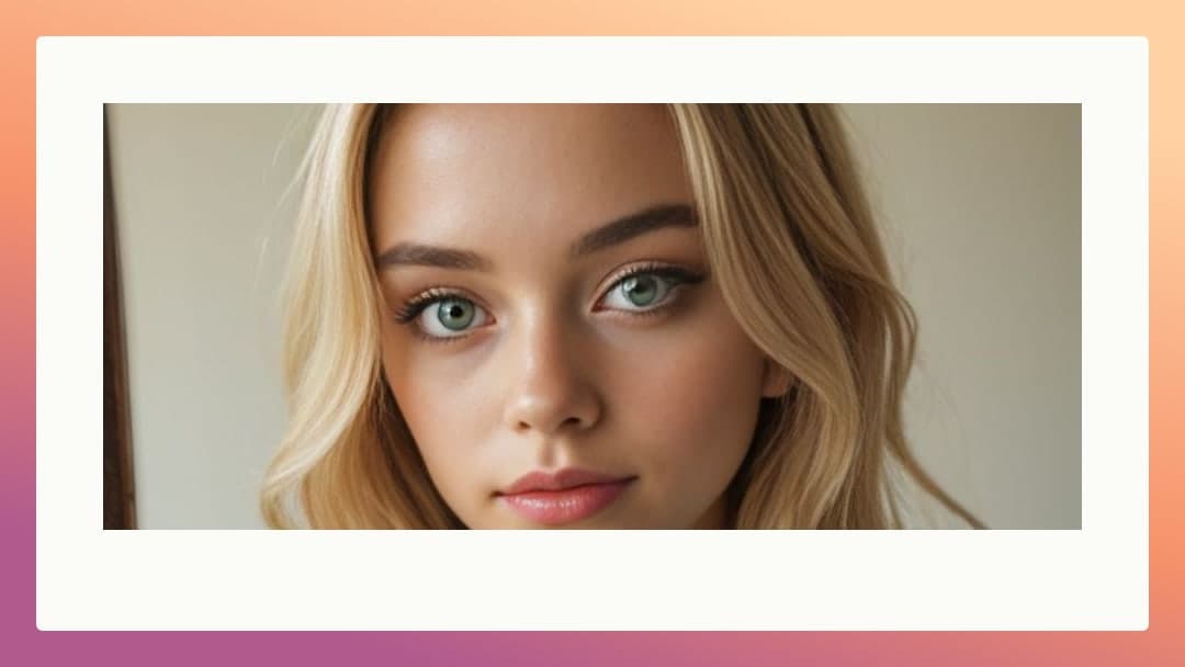 Green eyed blonde close up portrait