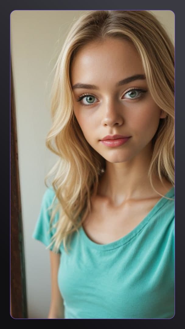 Green eyed blonde close up