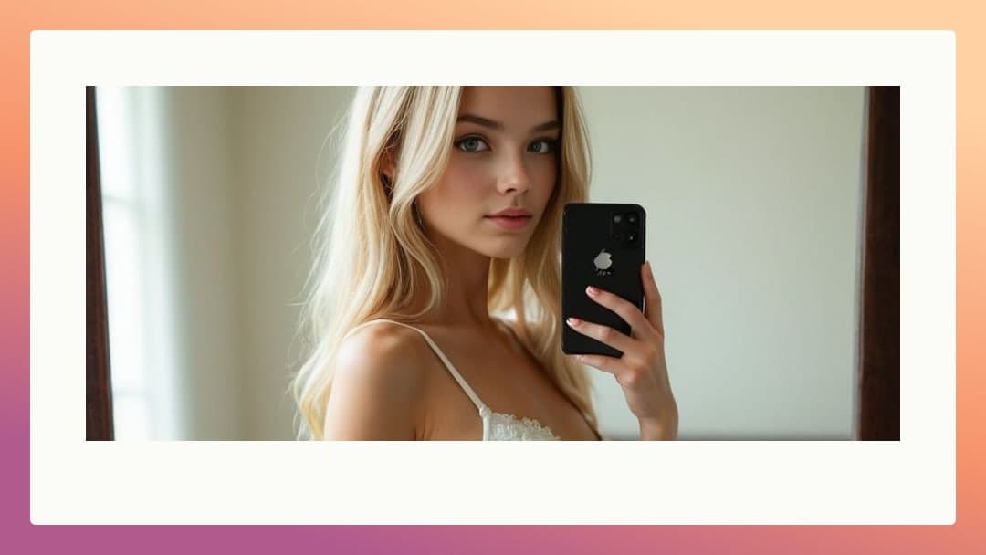 Mirror selfie in white camisole