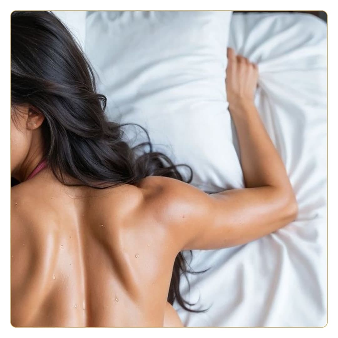 Young adult topless back close-up