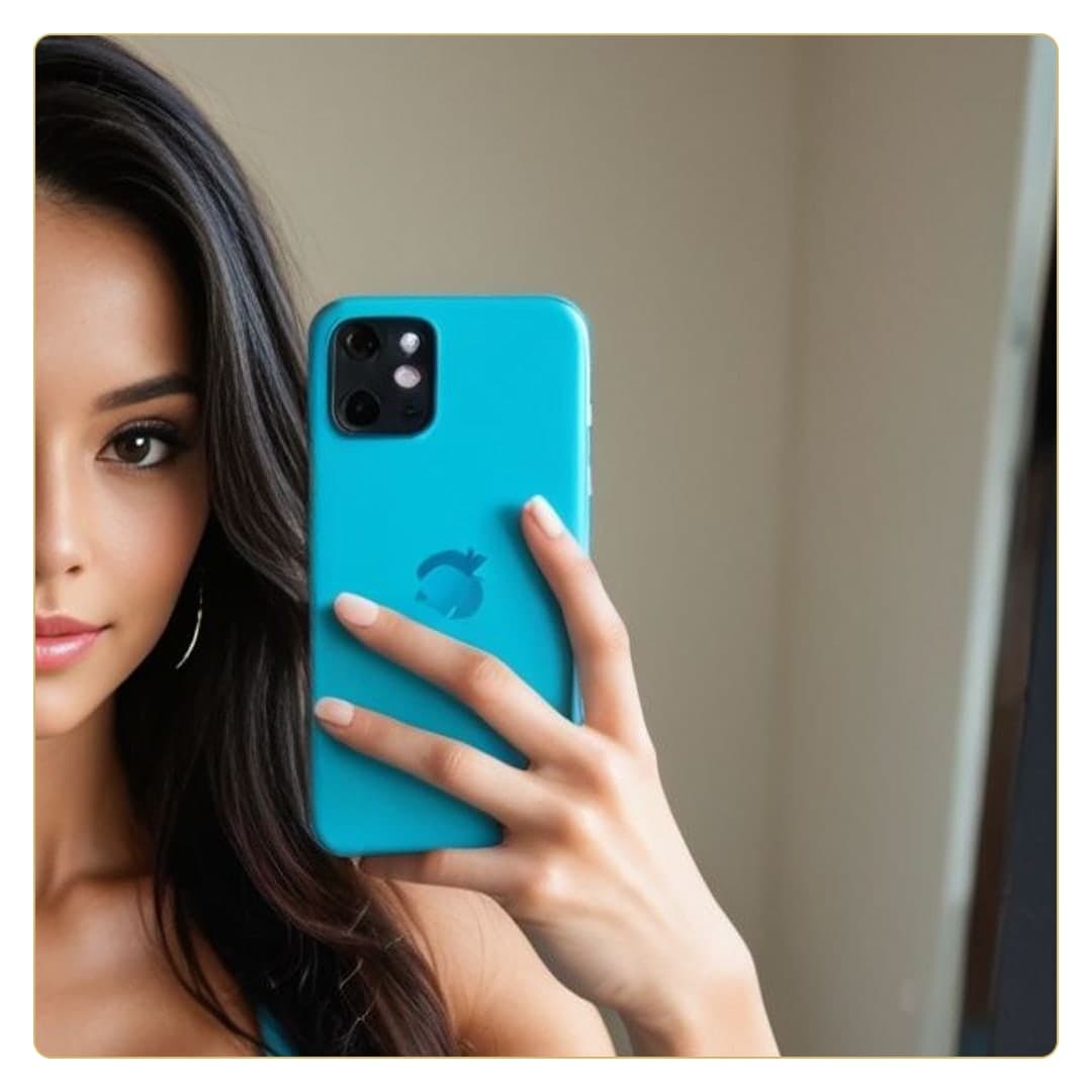 Close-up topless selfie in mirror