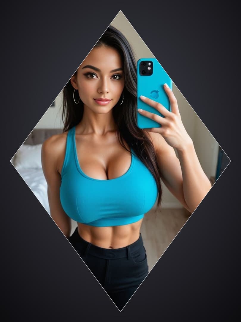 Mirror selfie turquoise crop top