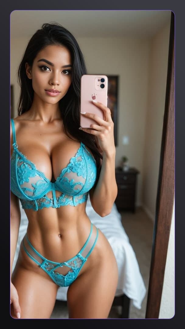 Young adult mirror selfie in lace