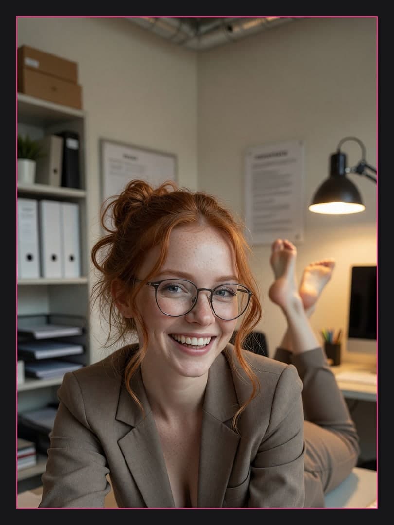 Redhead in blazer office portrait