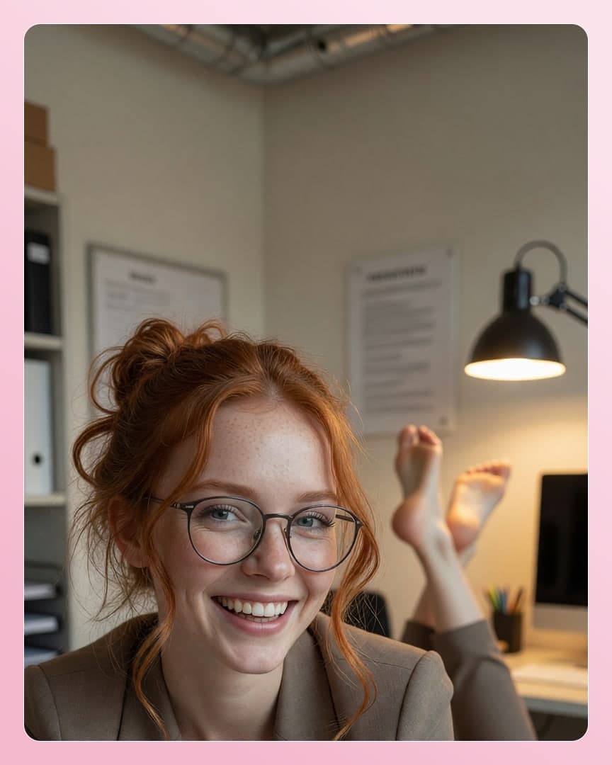 Early 20s redhead office selfie