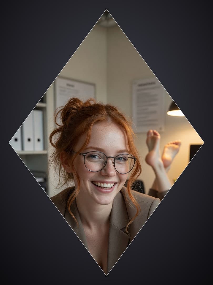 Redhead blazer office selfie