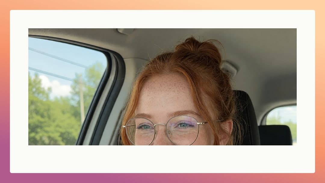 Redhead glasses car selfie daylight